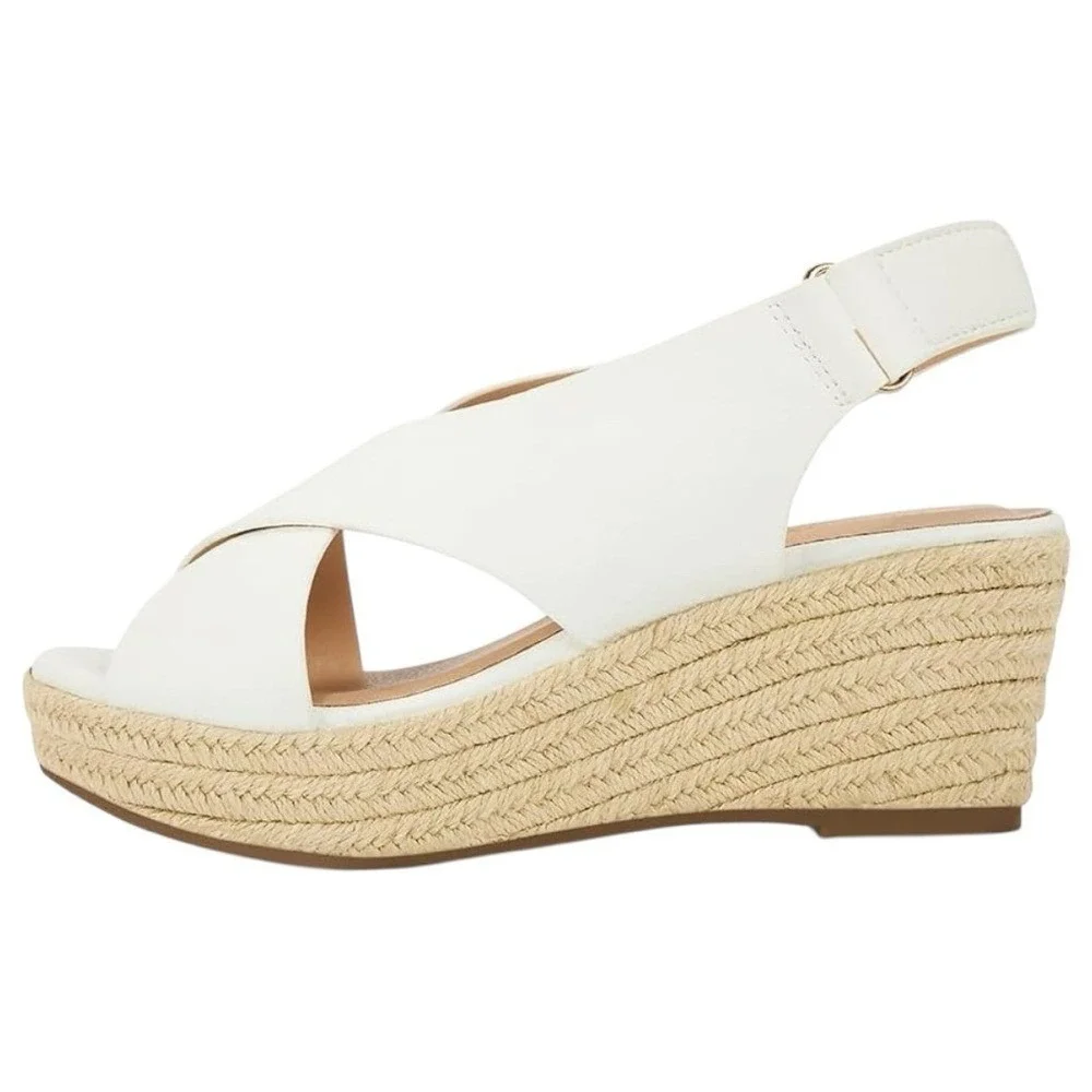 VICKI VICKI Platform Espadrille Wedge Sandals Size 10 White Summer Boho‎ New